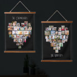 Familienaam Heart Shape Foto Collage 58 Pic Black Hangend Wandkleed<br><div class="desc">De fotovertoning van de douane op grote muur hangen, verder gepersonaliseerd met uw familienamen. Het fotomalplaatje toont uw afbeeldingen in een hart gevormde fotocollages die elk 29 afbeeldingen houden. Uw foto's worden getoond in een mengeling van vierkant, landschap en portretformaten en, als u om het even welke problemen met plaatsing...</div>