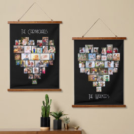 Familienaam Heart Shape Foto Collage 58 Pic Black Hangend Wandkleed