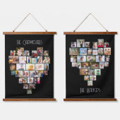 Familienaam Heart Shape Foto Collage 58 Pic Black Hangend Wandkleed (Dubbel)