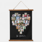Familienaam Heart Shape Foto Collage 58 Pic Black Hangend Wandkleed (Voorkant 2)