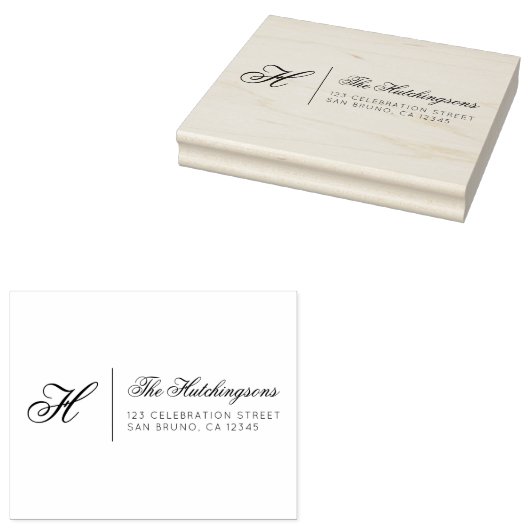 Familienaam & het Adres van de Terugkeer van het M Rubberstempel (Gestempeld)