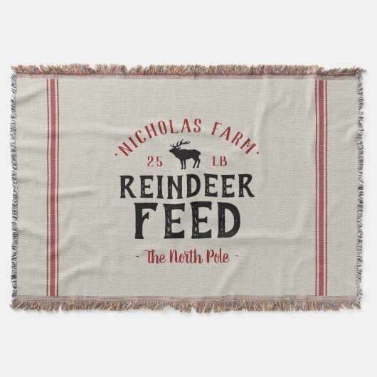 Familienaam Holiday Reindedarvoer Grain Sack Deken (Voorkant)