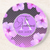 Familienaam Hot Pink Hibiscus Zandsteen Onderzetter (Voorkant)