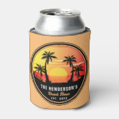 Familienaam Huis Strand Retro Zonsondergang Souven Blikjeskoeler (Blikje Voorkant)