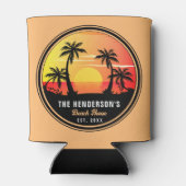 Familienaam Huis Strand Retro Zonsondergang Souven Blikjeskoeler (Achterkant)