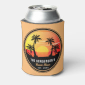 Familienaam Huis Strand Retro Zonsondergang Souven Blikjeskoeler (Blikje Achterkant)