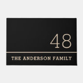 Familienaam huisnummer zwart neutraal deurmat (Voorkant)