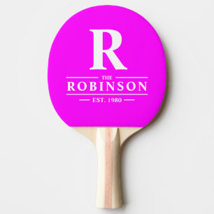 Familienaam & Initiaal Elektrisch Retro Roze Tafeltennisbatje