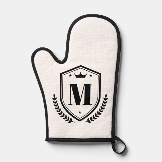 Familienaam Initiaal Letter Monogram Kransbadge Ovenwant (Voorkant)