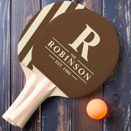 Familienaam & Initiaal Polo Streep Diep Bosbruin Tafeltennisbatje