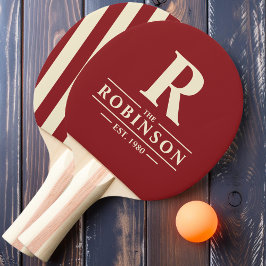 Familienaam & Initiaal Polo Strepen Diep Cranberry Tafeltennisbatje