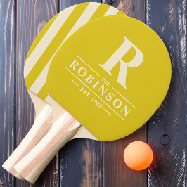 Familienaam & Initiaal Polo Strepen Donker Citroen Tafeltennisbatje