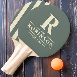 Familienaam & Initiaal Polo Strepen Warm Grijs Tafeltennisbatje