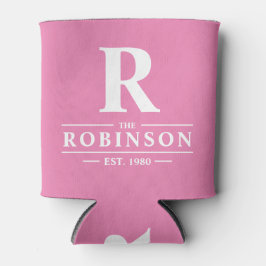 Familienaam & Initiaal Roze Blikjeskoeler