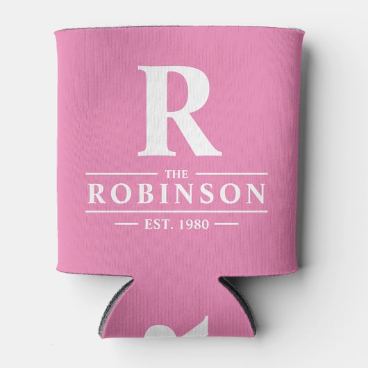 Familienaam & Initiaal Roze Blikjeskoeler (Voorkant)