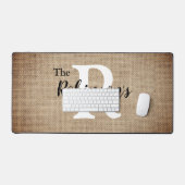 Familienaam Initiaal Rustieke Burlap Afbeelding Ge Bureaumat (Keyboard & Muis)