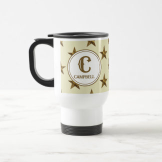 Familienaam Initiaal Western Goud Ster Monogram  Reisbeker