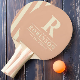 Familienaam & Initial Polo Strepen Sweet Peach Tafeltennisbatje