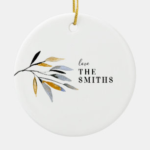 Familienaam Jaar Eenvoudige Kerstmis Keramisch Ornament