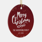 Familienaam Jaar Moderne Persoonlijke Kerstmis Keramisch Ornament (Rechts)