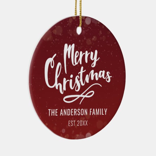 Familienaam Jaar Moderne Persoonlijke Kerstmis Keramisch Ornament (Rechts)