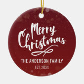 Familienaam Jaar Moderne Persoonlijke Kerstmis Keramisch Ornament (Voorkant)