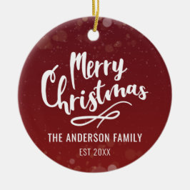 Familienaam Jaar Moderne Persoonlijke Kerstmis Keramisch Ornament