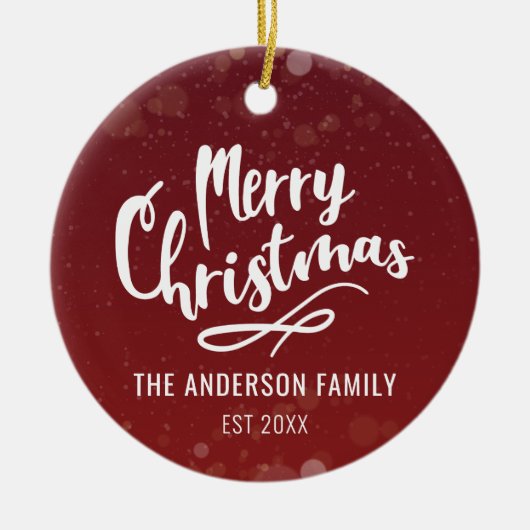 Familienaam Jaar Moderne Persoonlijke Kerstmis Keramisch Ornament (Voorkant)