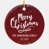 Familienaam Jaar Moderne Persoonlijke Kerstmis Keramisch Ornament (Achterkant)