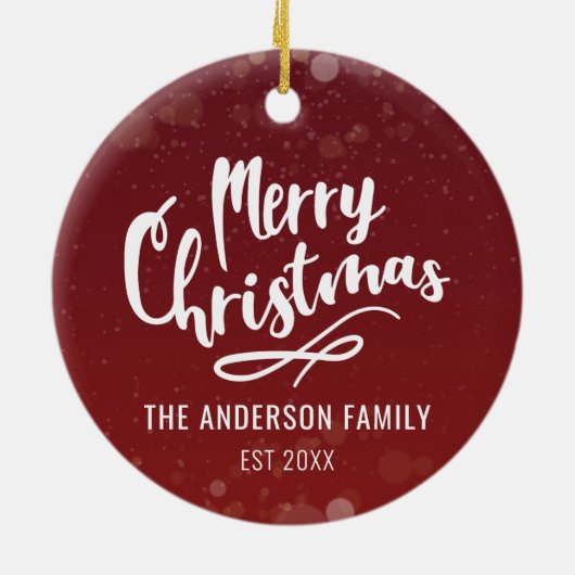 Familienaam Jaar Moderne Persoonlijke Kerstmis Keramisch Ornament (Achterkant)