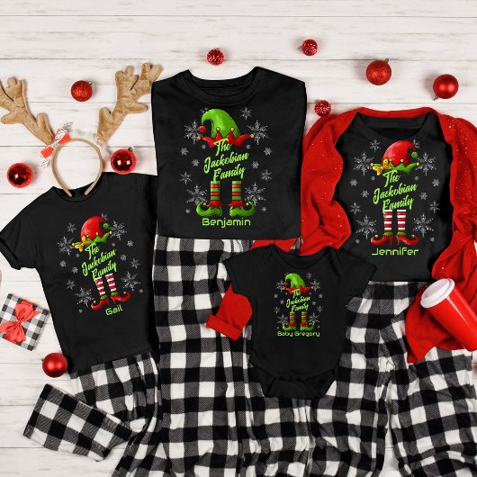 Familienaam Jaar Reünie Matching Christmas Elf Romper