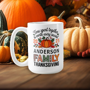 Familienaam Jaar Thanksgiving Diner Keepsake Koffiemok