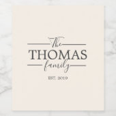 Familienaam Jubileum Huwelijkscadeau Custom Wijn Etiket (Enkel label)