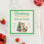 Familienaam kattenboom groen geel Kerstmis Servet (Insitu)
