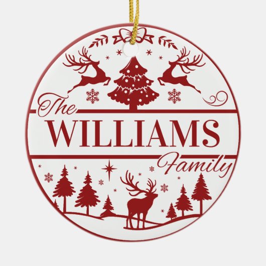 Familienaam Keepsake Classic Christmas Custom Keramisch Ornament (Voorkant)