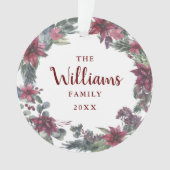 Familienaam Kerst Bloemstuk Vakantie Foto Ornament (voorkant)