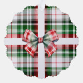 Familienaam Kerst Cadeau Plaid Rood Groen Ornament Kaart (Achterkant)