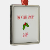 Familienaam Kerst Holly Keepsake Jaar Feestelijk Metalen Ornament (Rechts)