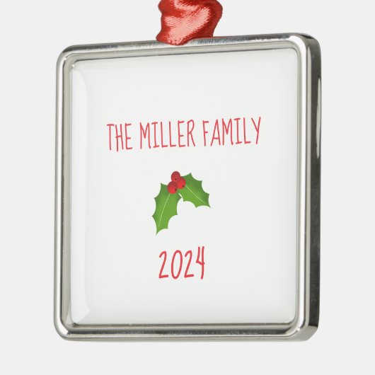 Familienaam Kerst Holly Keepsake Jaar Feestelijk Metalen Ornament (Links)