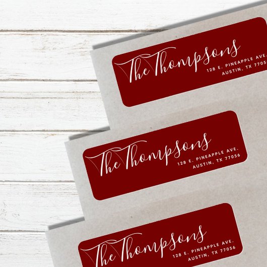 Familienaam Kerst Rood Modern Retour Adres Etiket