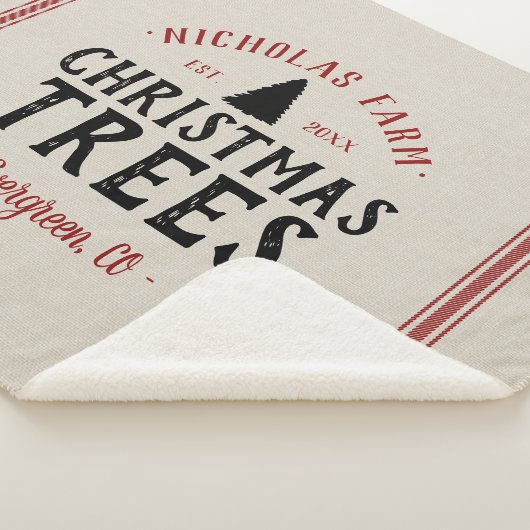 Familienaam kerstboom Boerderij Grain Sack Sherpa Deken (3/4)