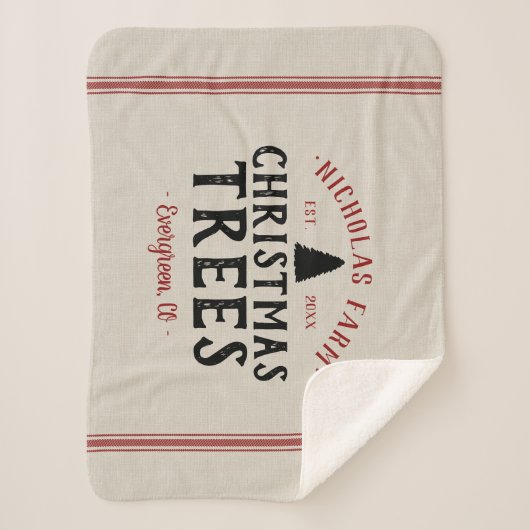 Familienaam kerstboom Boerderij Grain Sack Sherpa Deken (Voorkant)