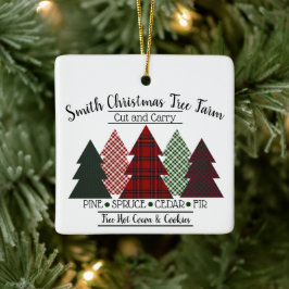 Familienaam kerstboom Boerderij Rood groen geplakt Keramisch Ornament