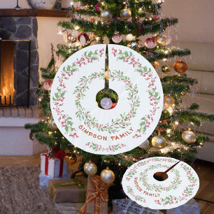 Familienaam Kerstboom Vloerkleed Hulst en Klimop Rok
