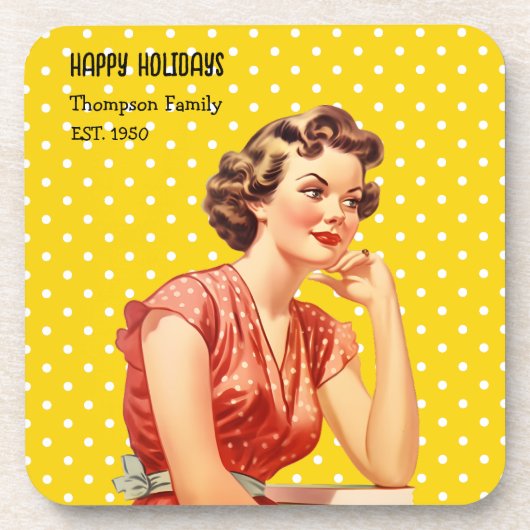 Familienaam Kerstcadeau Kleurrijke retro stijl Bier Onderzetter (Voorkant)