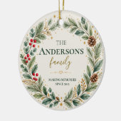 Familienaam Kerstherinneringen Erfstuk Keramisch Ornament (Links)