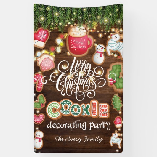 Familienaam Kerstkoekje Decoratieve Partij Spandoek (Verticaal)