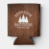 Familienaam Kerstmis Rustieke Houten Pijnen Blikjeskoeler (Voorkant)