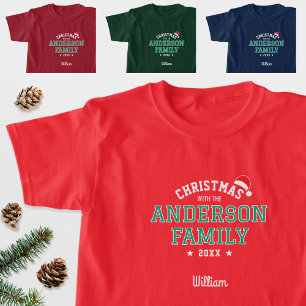 Familienaam Kerstmis Santa Holiday Red Green T-shirt