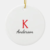 Familienaam Kerstversiering | Achternaam | Monog Keramisch Ornament (Voorkant)